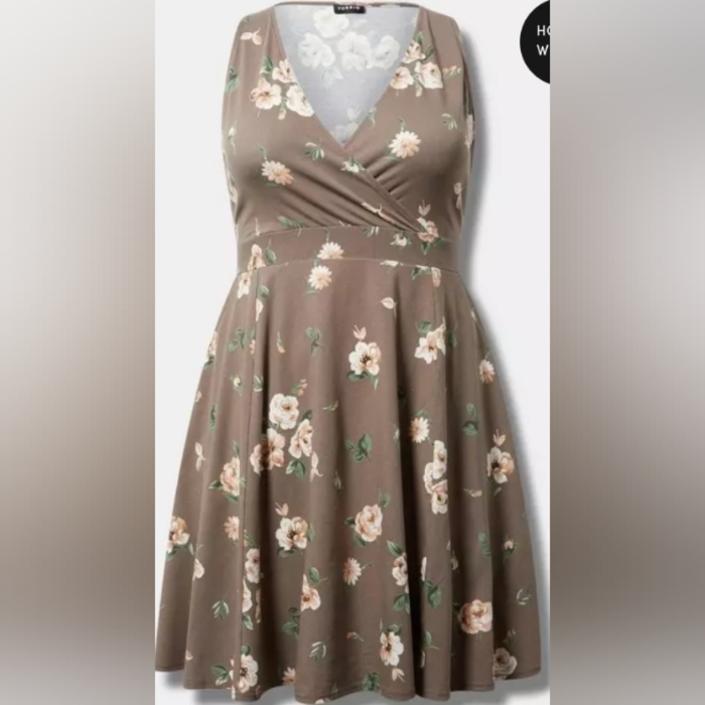 Torrid Brown Floral Midi Dress